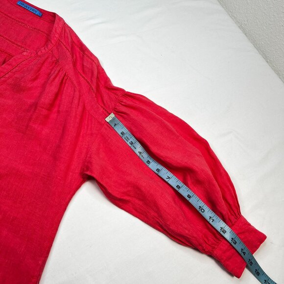 J Mclaughlin Nylee Linen Mini Dress 3/4 sleeve Pockets Coral Rose Pink Small - Picture 7 of 12